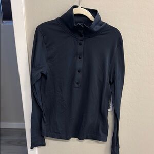 Navy Long Sleeve Button-Up Top